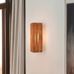 Karuni aplique de pared, natural, madera, metal, E14