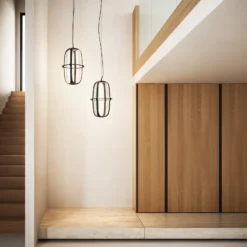 kdln Lámpara colgante LED Kooi, negro, Ø 30 cm metal/vidrio