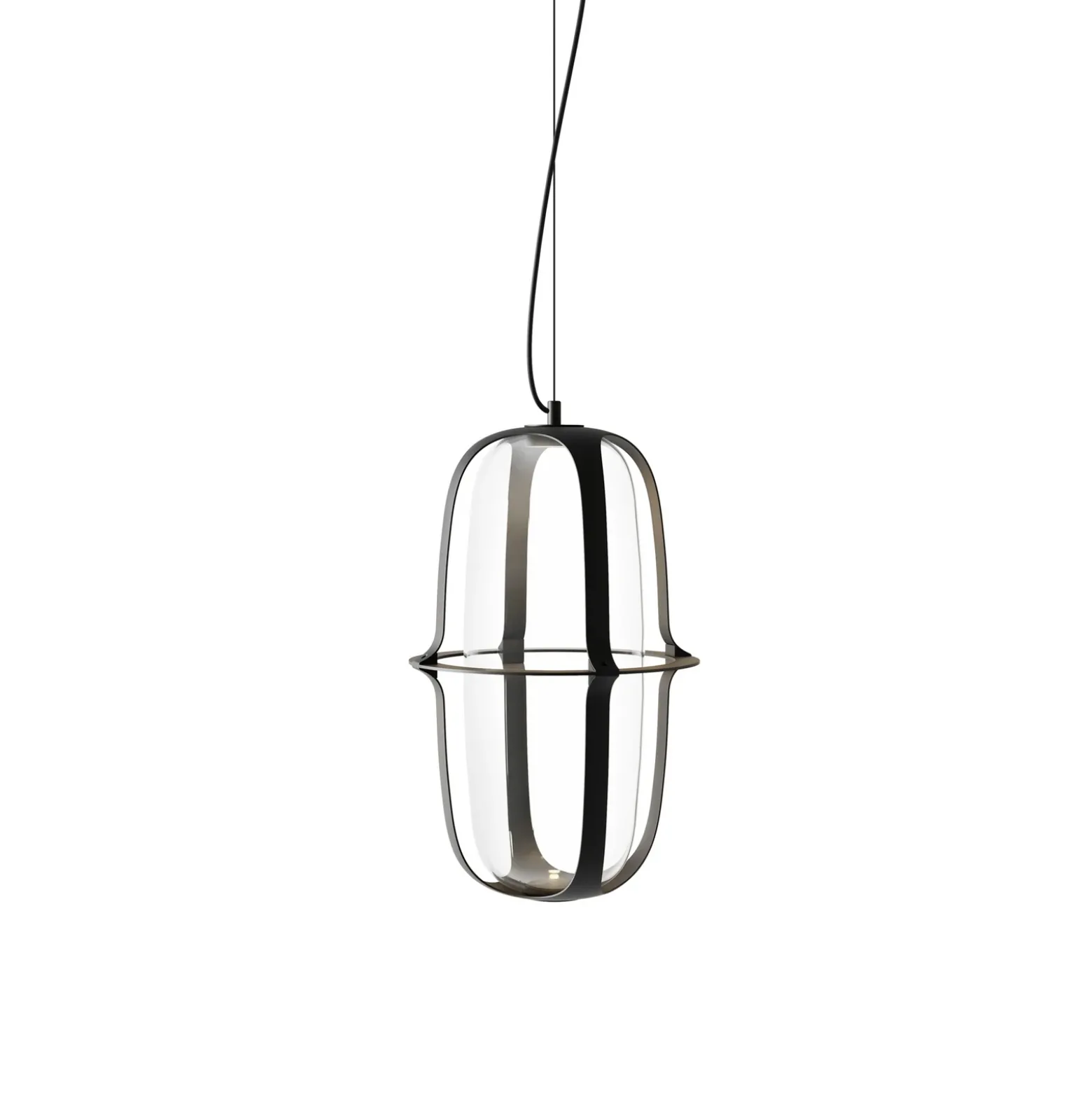 kdln Lámpara colgante LED Kooi, negro, Ø 30 cm metal/vidrio