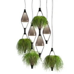 kdln Lámpara colgante LED Viceversa, cristal gris, 2 luces