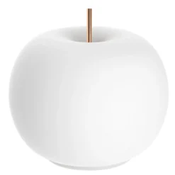 kdln Lámpara de mesa LED Kushi, blanco/cobre, Ø 17 cm, cristal