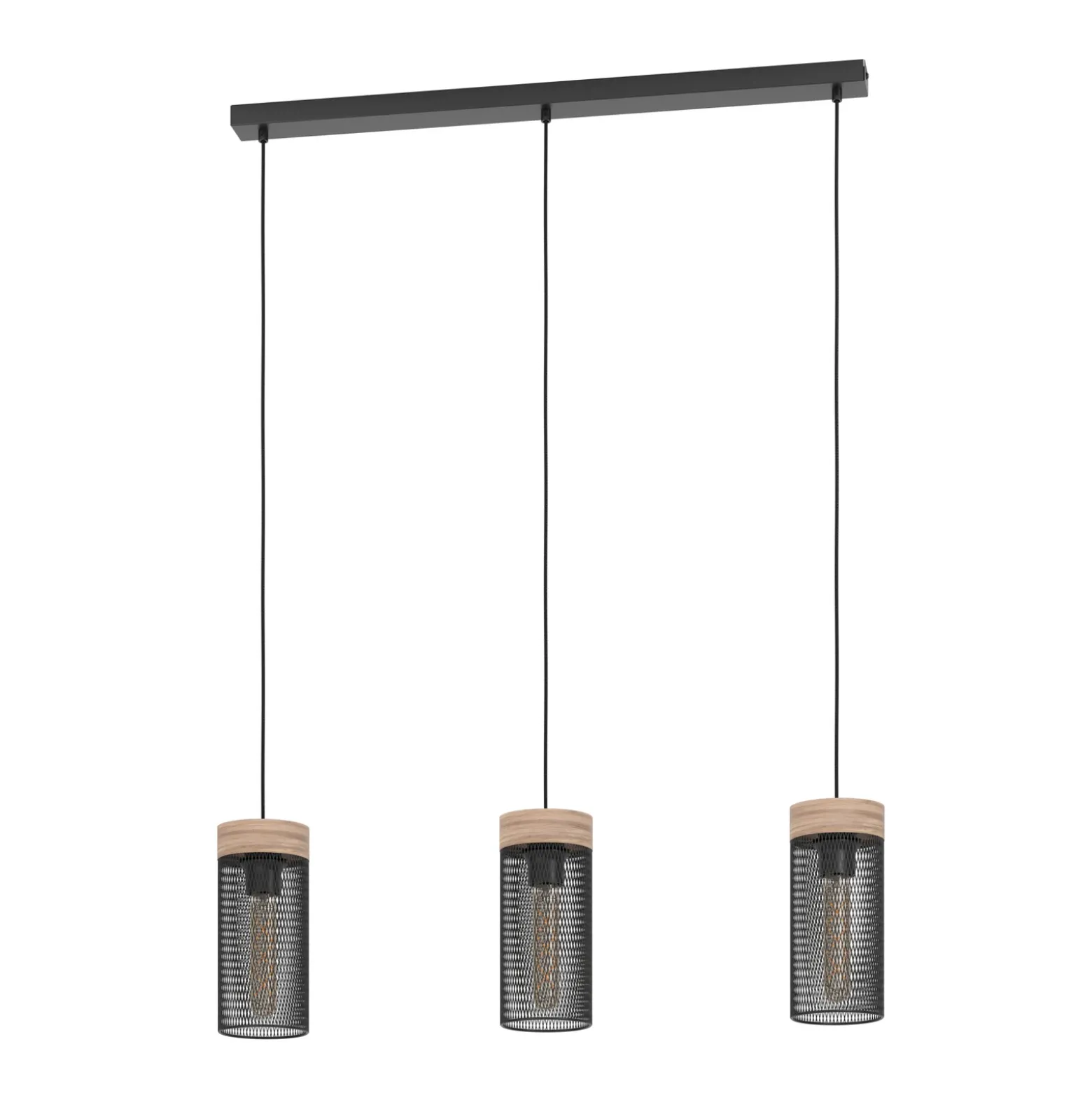 Klinsdale lámpara colgante, negro/marrón, 3 luces.