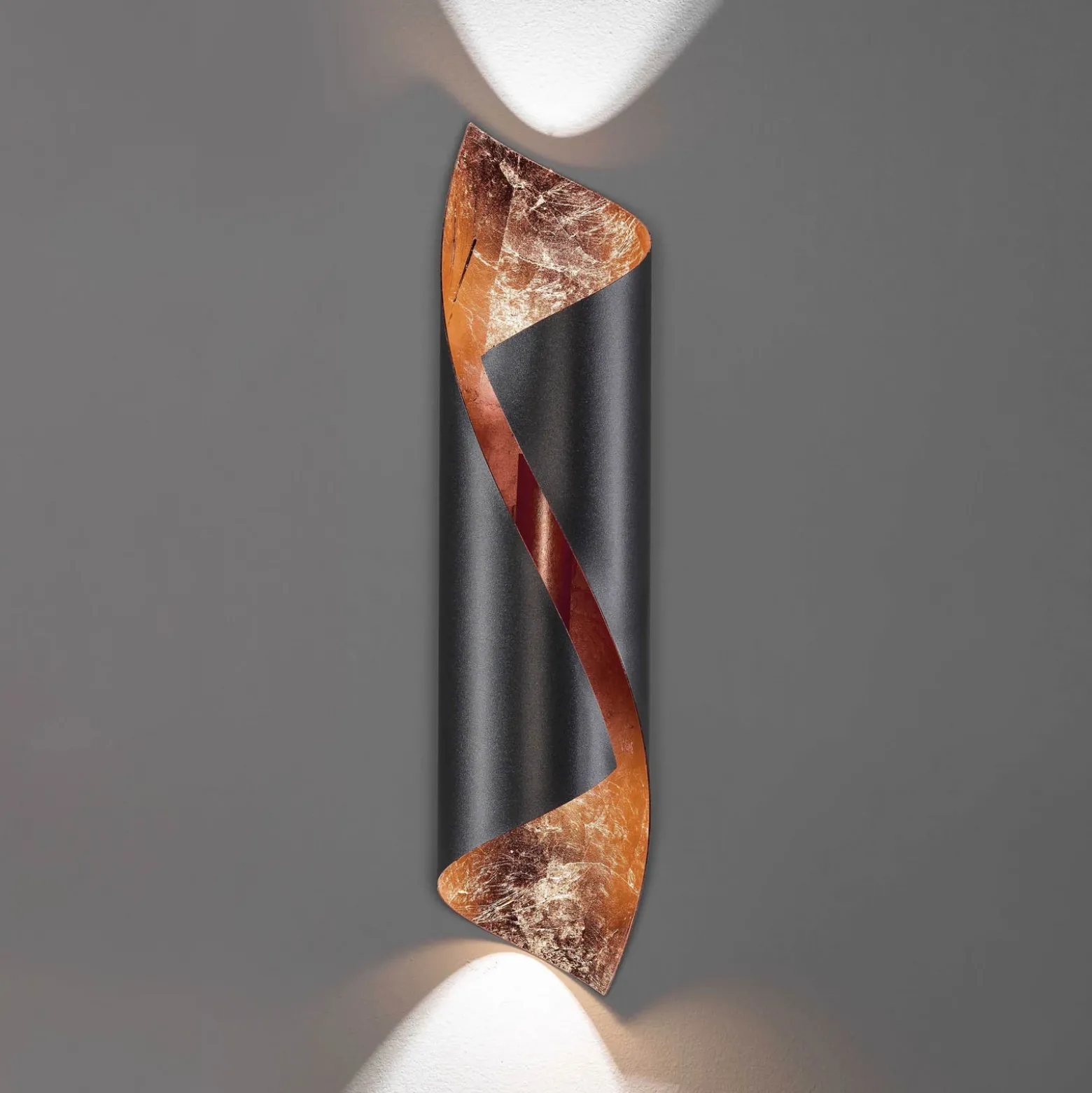 Knikerboker Hué aplique de pared 54 cm antracita/cobre