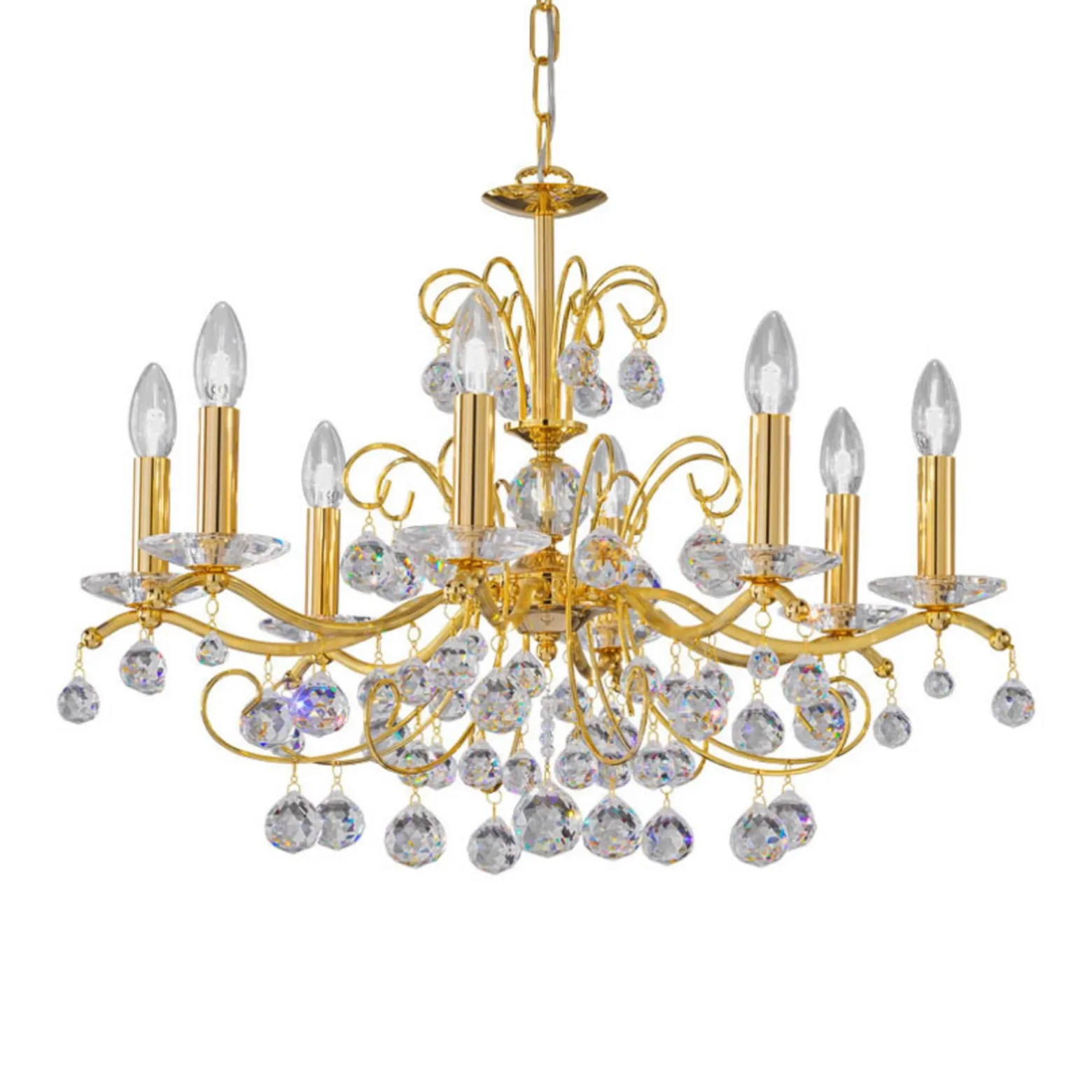 KOLARZ Carmen 2 cuenco cristal oro 8 luces Ø70cm