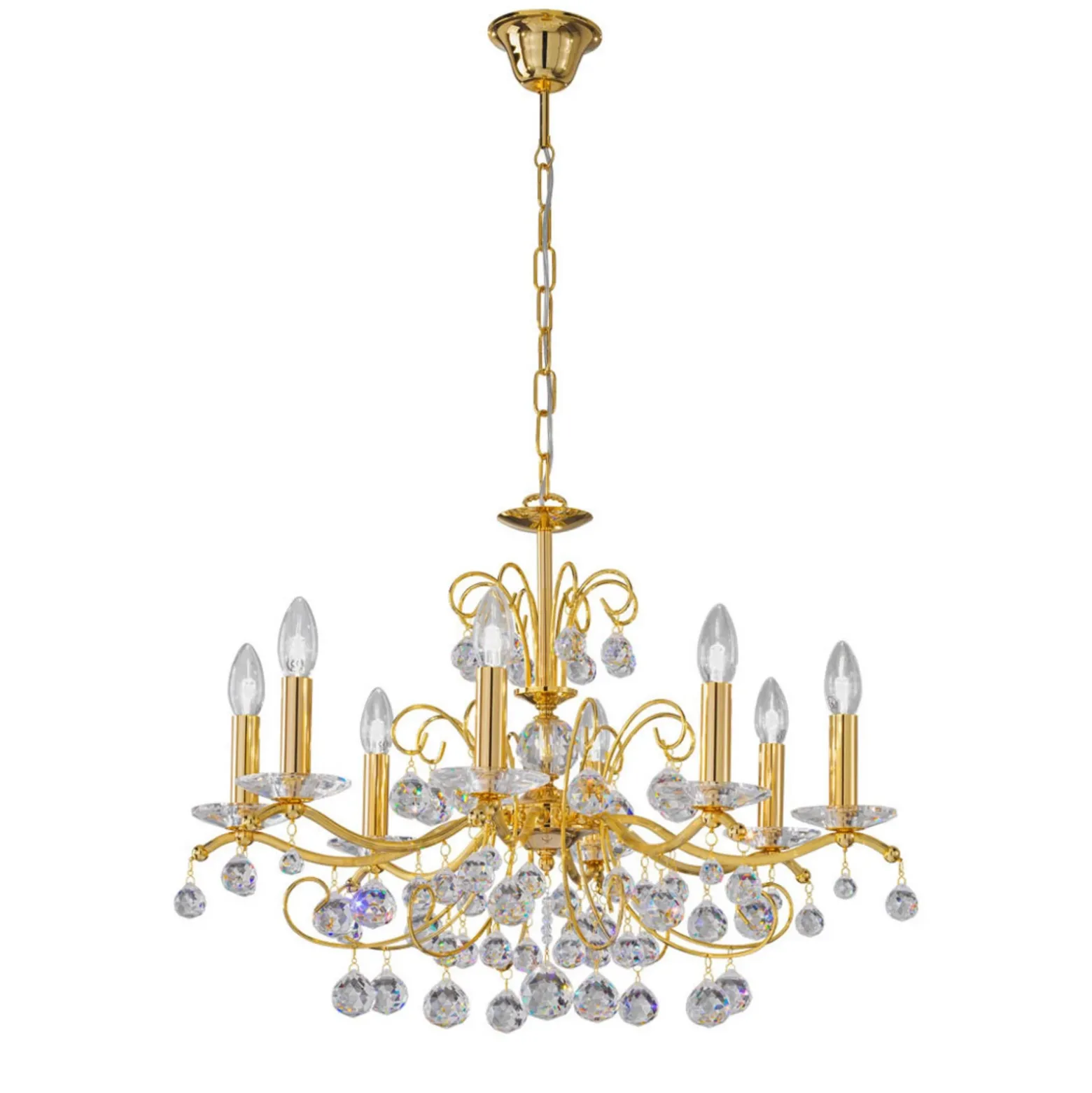 KOLARZ Carmen 2 cuenco cristal oro 8 luces Ø70cm