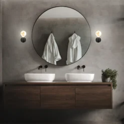 Kosol aplique de pared para cuarto de baño, IP44, E27, negro