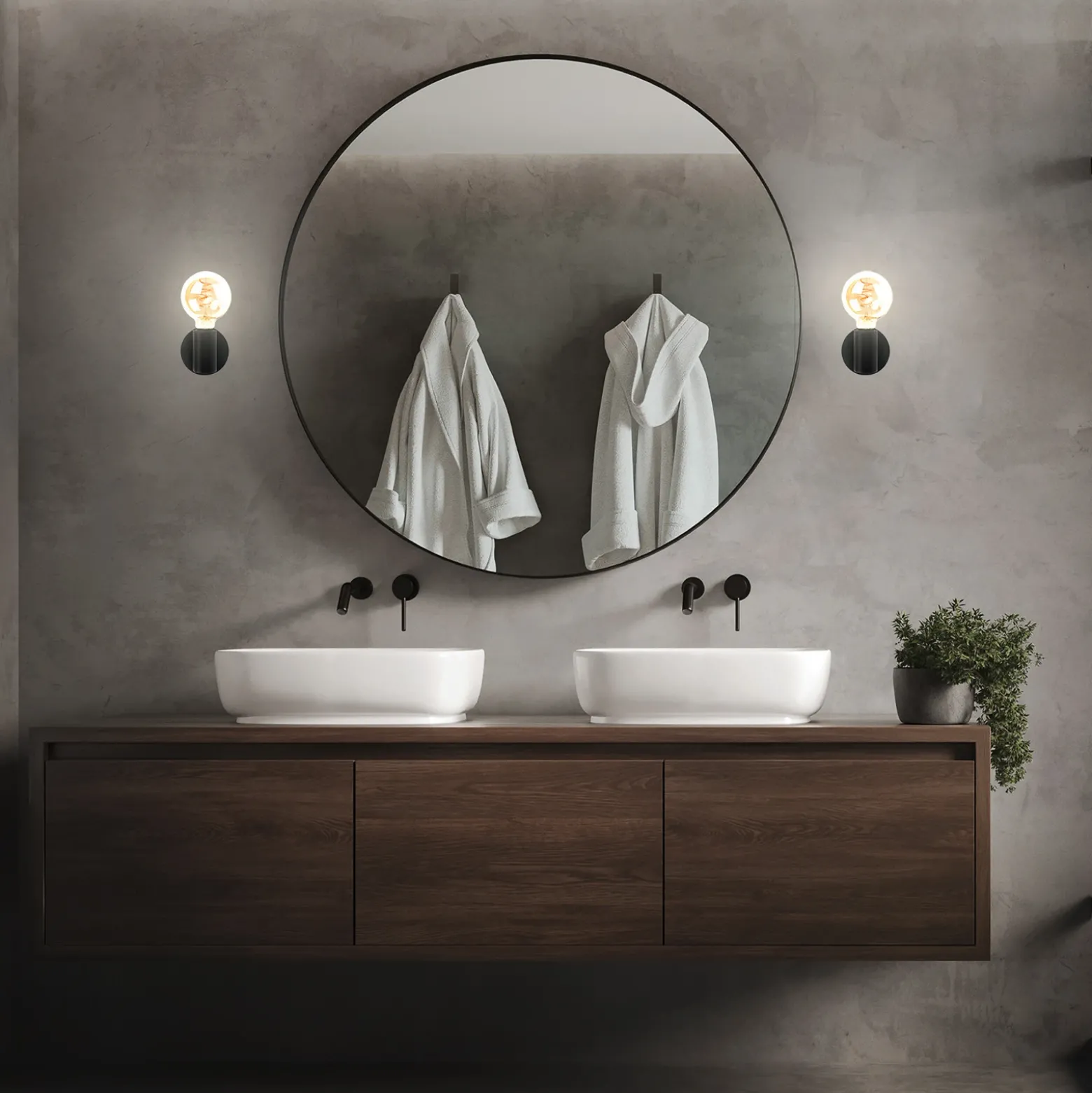 Kosol aplique de pared para cuarto de baño, IP44, E27, negro