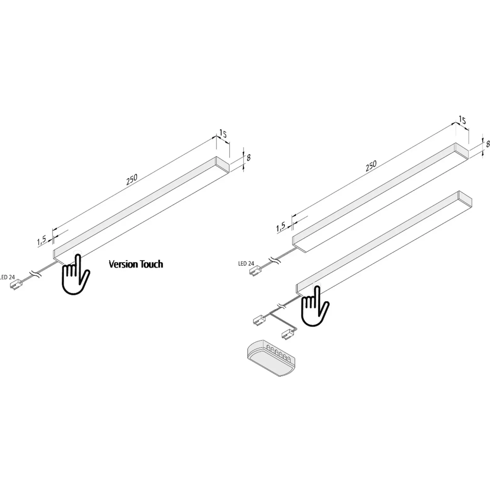 LED bajo mueble Add-On Mini touchdim 3 ud 4.000K