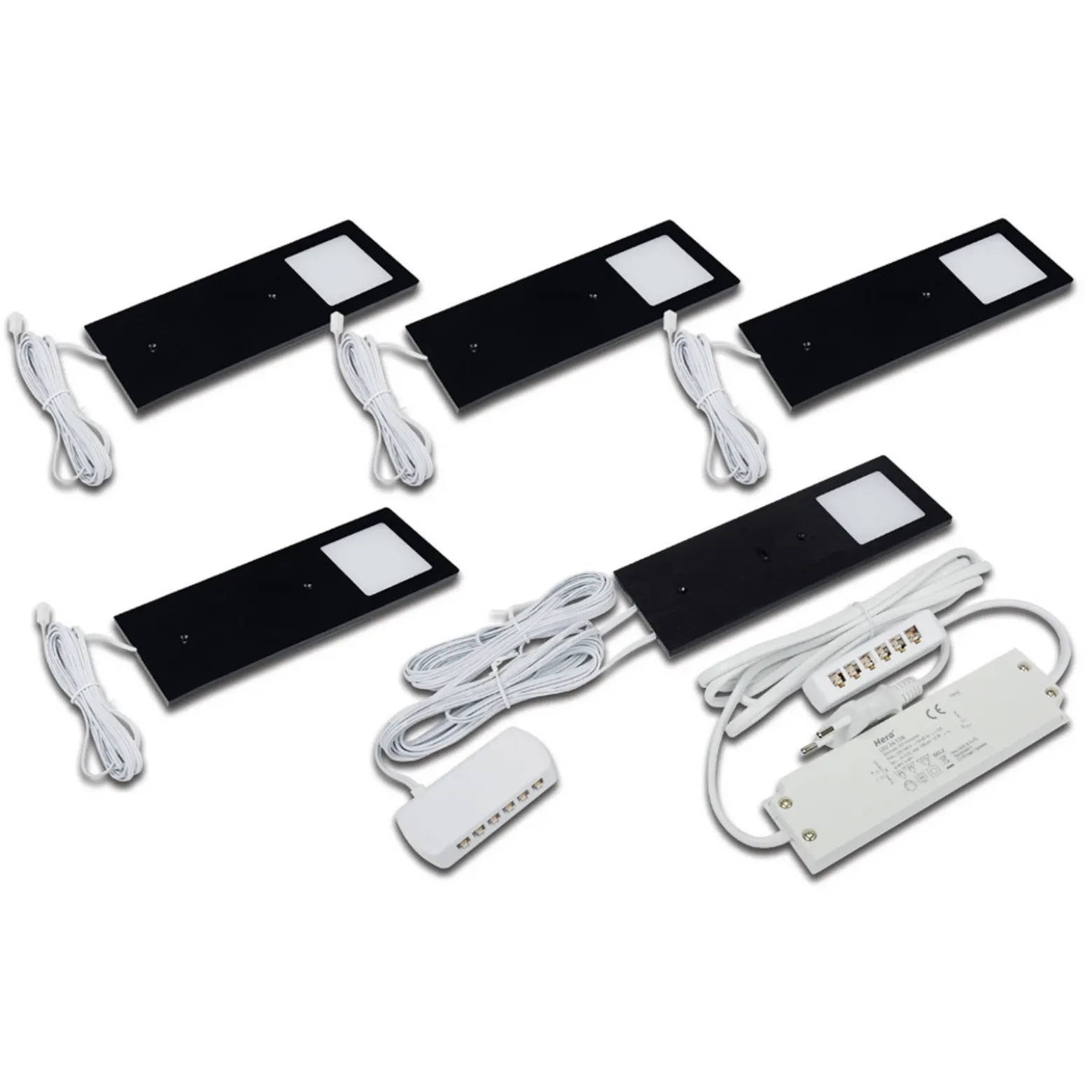 LED bajo mueble Eco-Pad F set x 5 3.000K negro