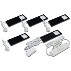 LED bajo mueble Eco-Pad F set x 5 4.000K negro