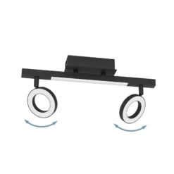LED downlight Cardillio 2 negro con dos Ring