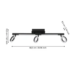 LED downlight Cardillio 2 negro con tres Ring
