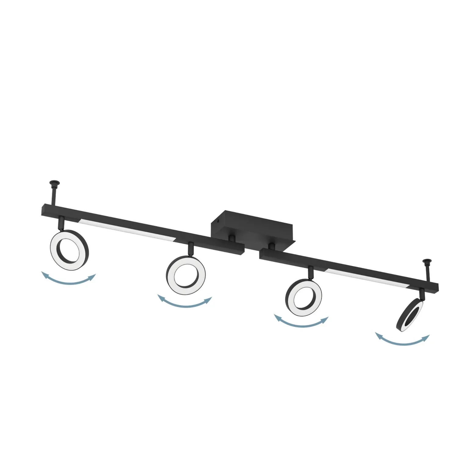 LED downlight Cardillio 2 negro con cuatro Ring