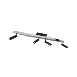LED downlight Zeno, 4 focos, aluminio/negro cepillado, metal