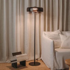LEDS-C4 Lámpara de pie LED Niveles, 2 capas, negro, cristal, CCT