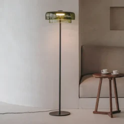 LEDS-C4 Lámpara de pie LED Niveles, 2 capas, verde, cristal, CCT