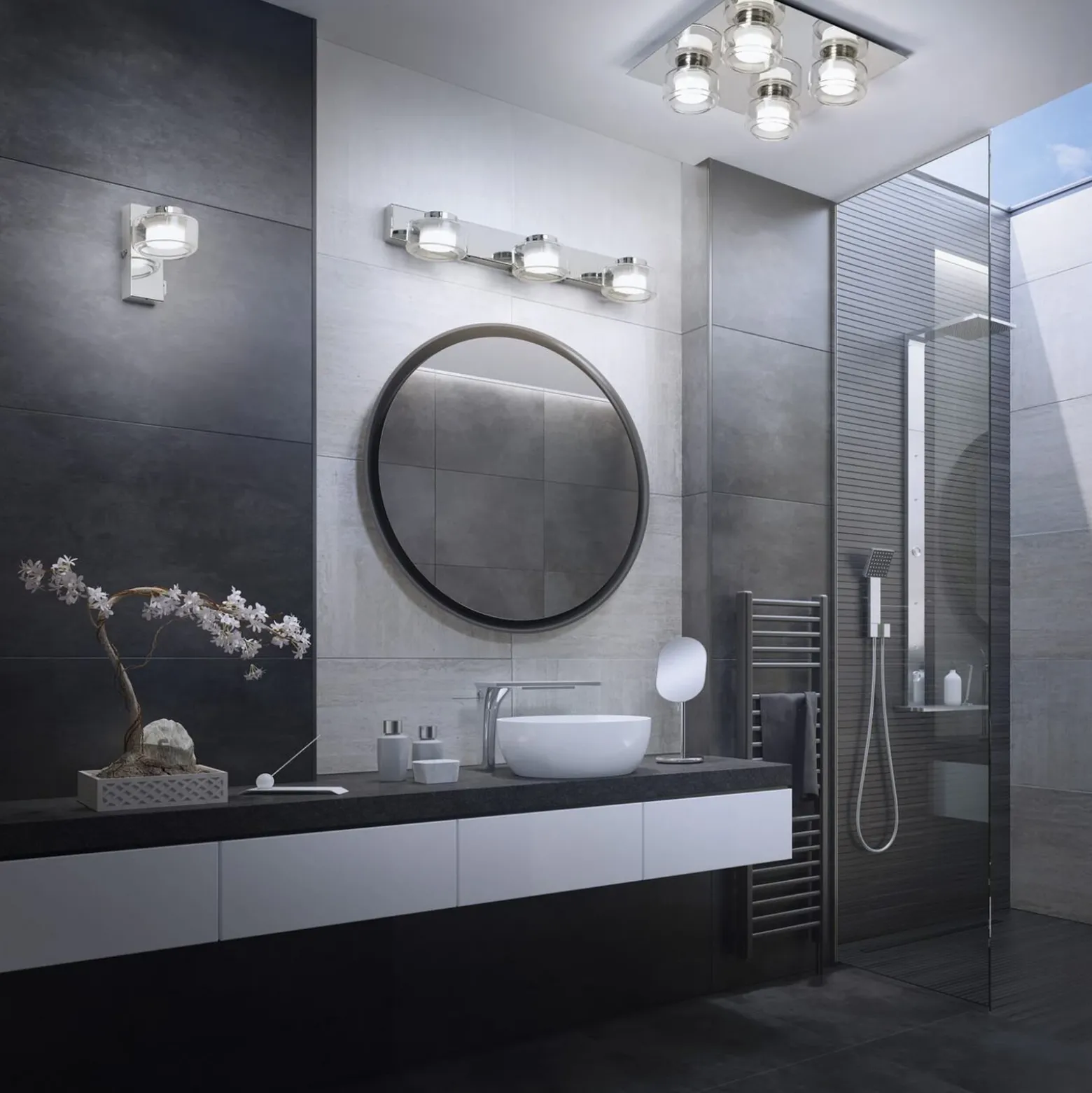 LEDVANCE Aplique de pared LED Orbis Flame, 2 luces, cromo, IP44