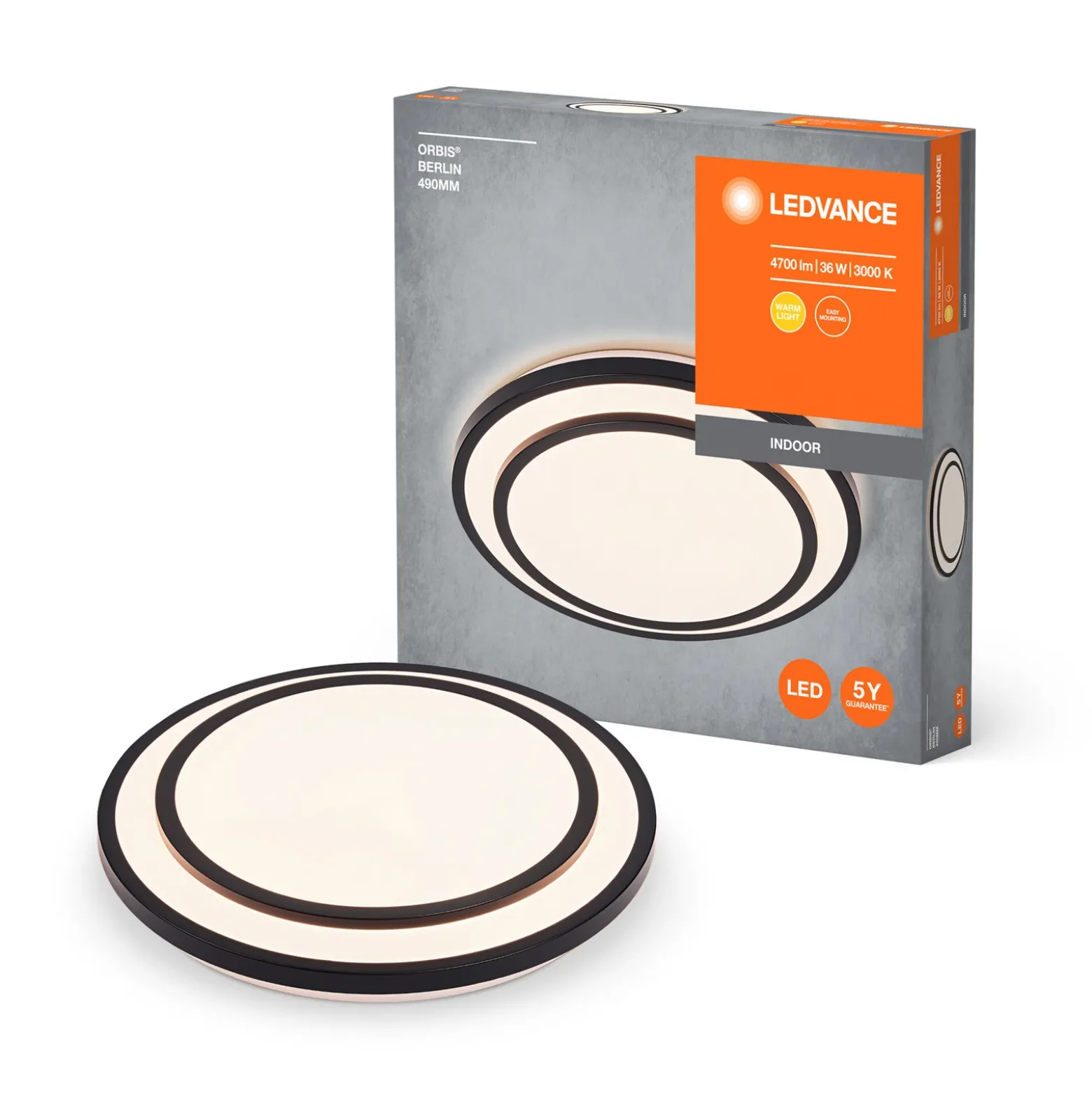 Ledvance Orbis Berlin Lámpara de techo LED negra 49cm
