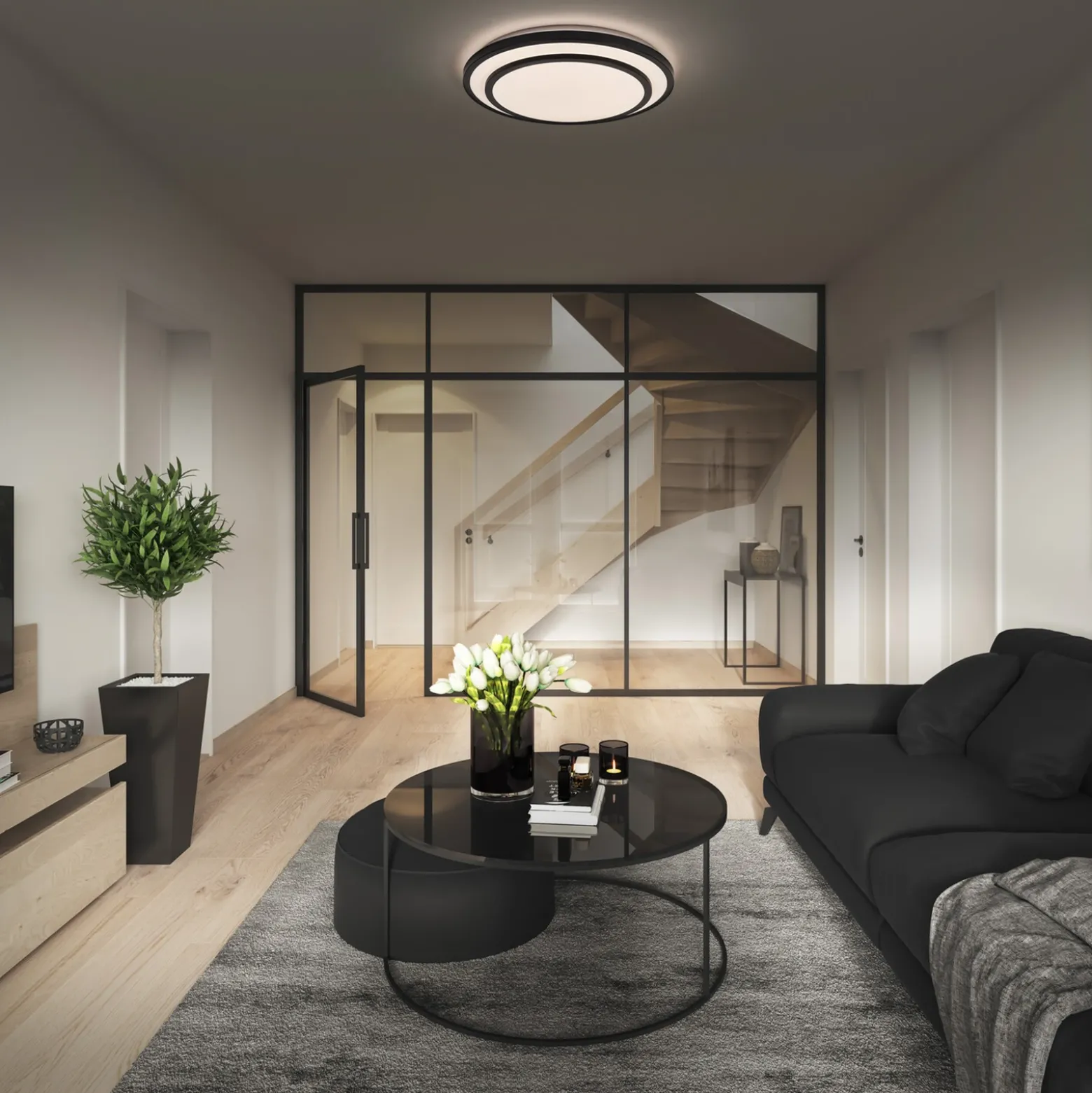 Ledvance Orbis Berlin Lámpara de techo LED negra 49cm