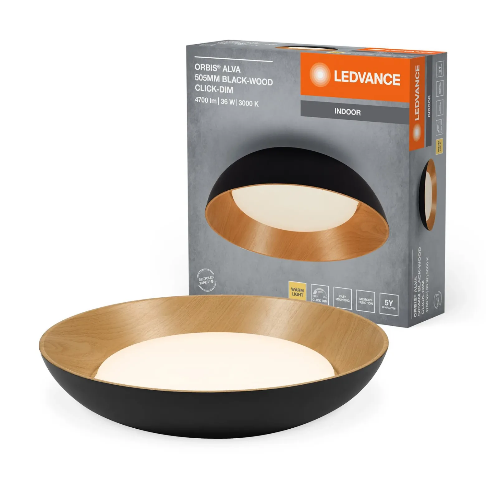 LEDVANCE Plafón LED Orbis Alva, negro, metal