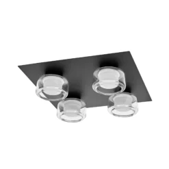 LEDVANCE Plafón LED Orbis Flame, negro, 4 luces, IP44