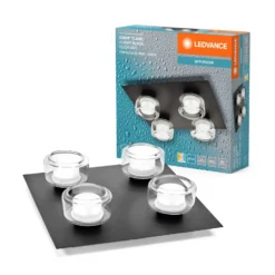 LEDVANCE Plafón LED Orbis Flame, negro, 4 luces, IP44