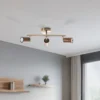 Legno downlight de techo, lineal, 3 luces, marrón / latón, madera
