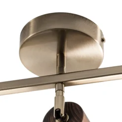 Legno downlight de techo, lineal, 3 luces, marrón / latón, madera