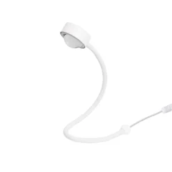 LightMe lámpara de mesa Powerlens Snake, blanca, brazo flexible