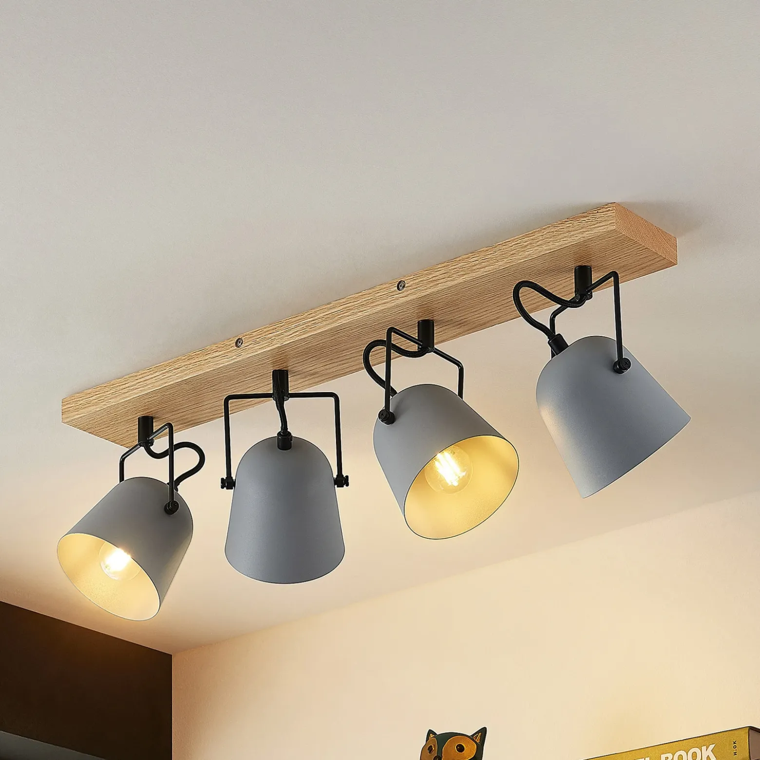 Lindby Adalin plafón, 4 luces, gris