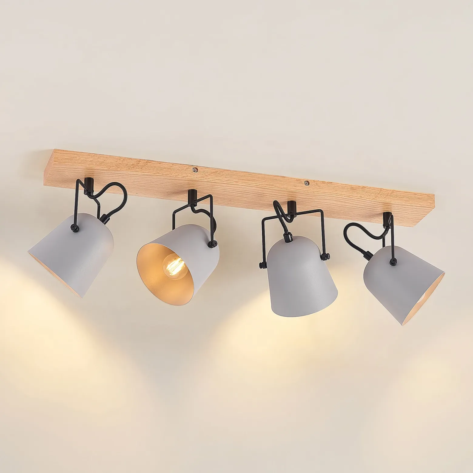 Lindby Adalin plafón, 4 luces, gris