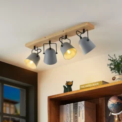 Lindby Adalin plafón, 4 luces, gris