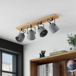 Lindby Adalin plafón, 4 luces, gris