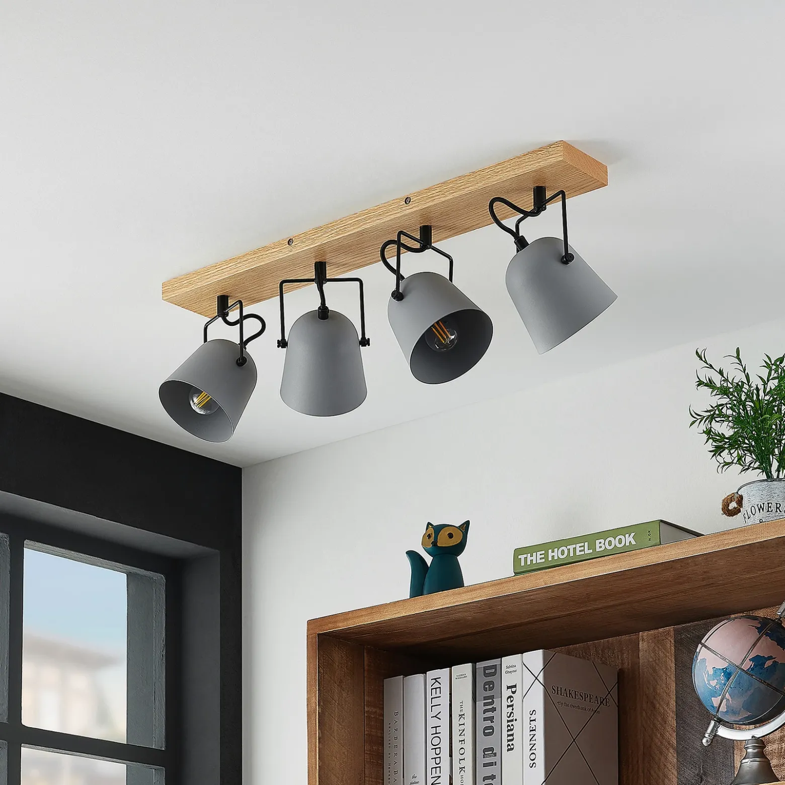Lindby Adalin plafón, 4 luces, gris