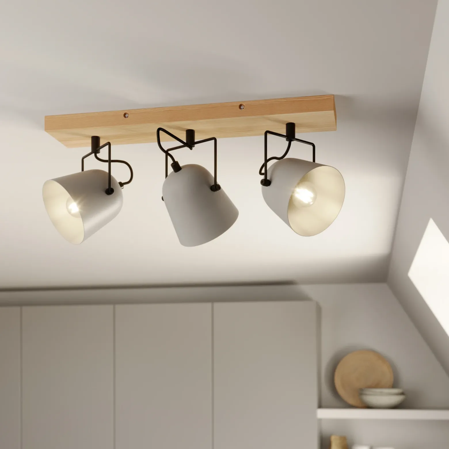 Lindby Adalin plafón, 3 luces, gris