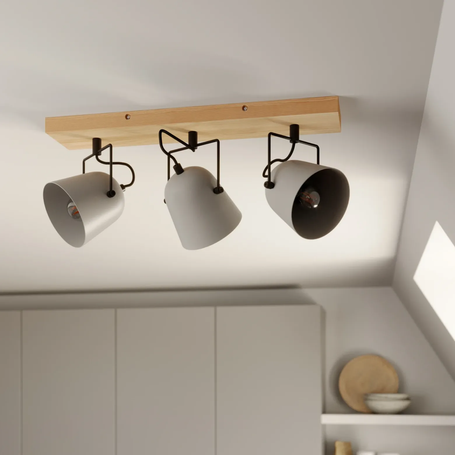Lindby Adalin plafón, 3 luces, gris