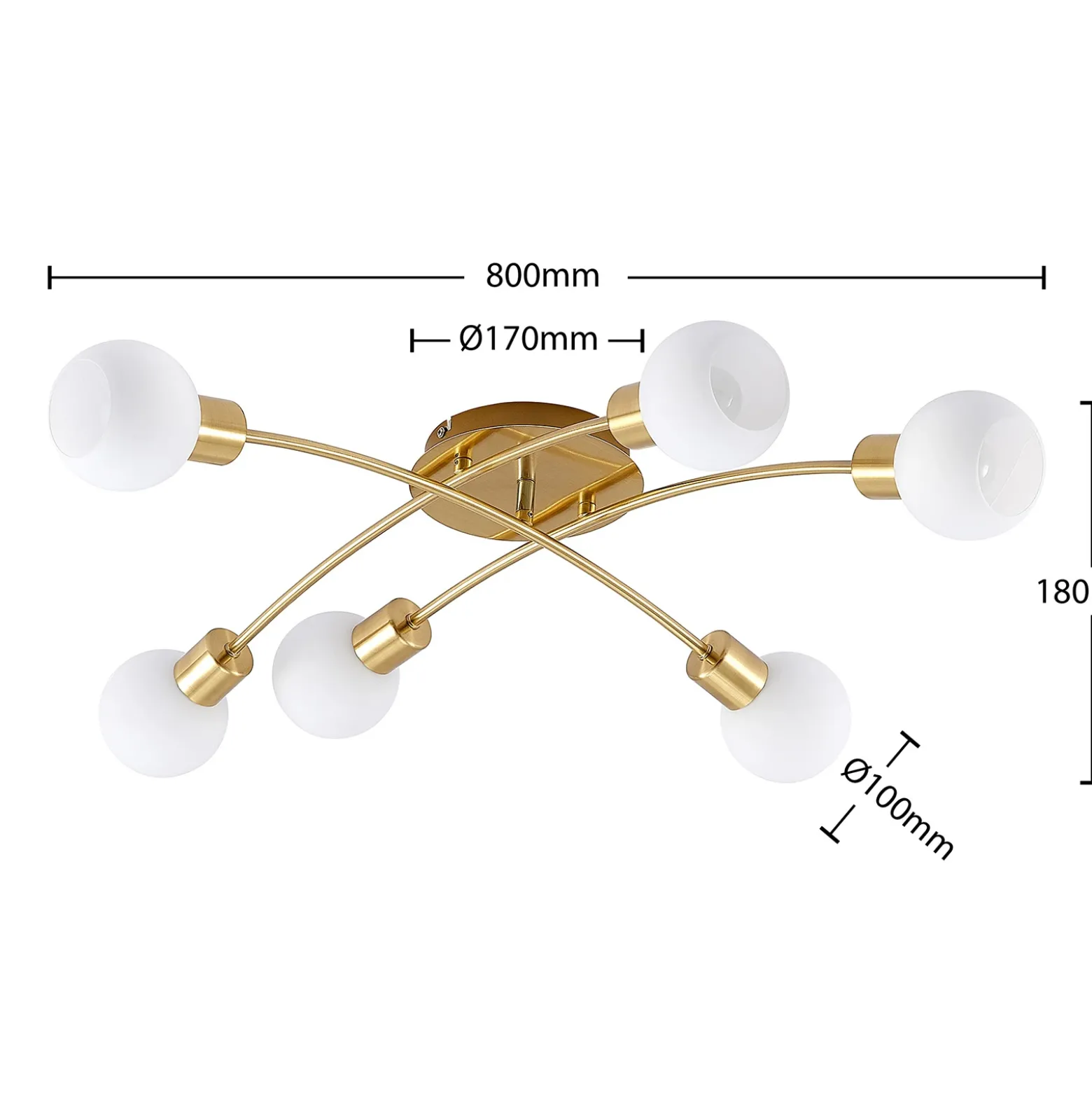 Lindby Agmar plafón, latón, 6 luces