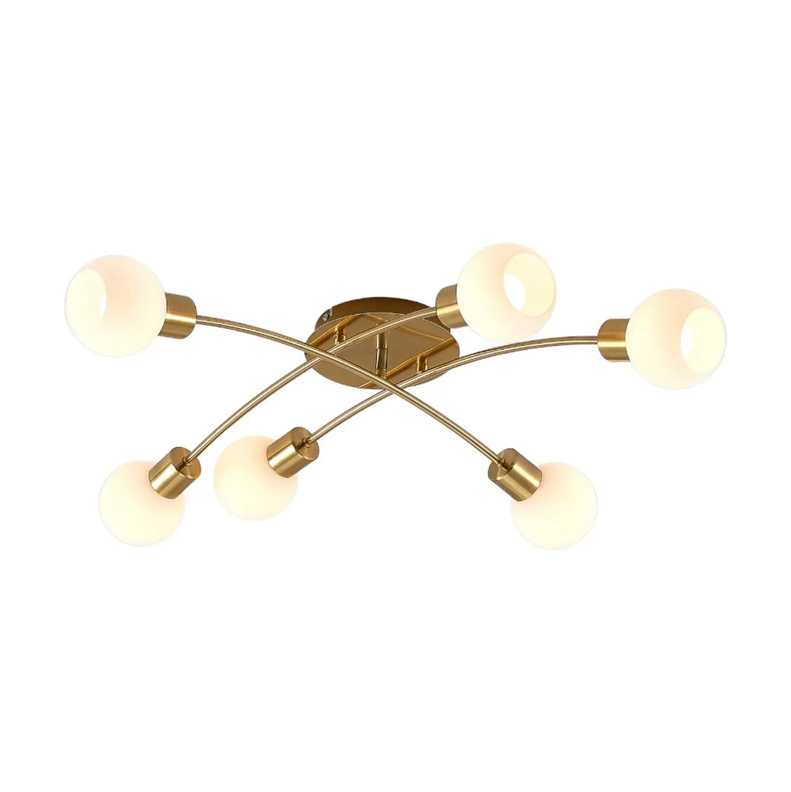 Lindby Agmar plafón, latón, 6 luces