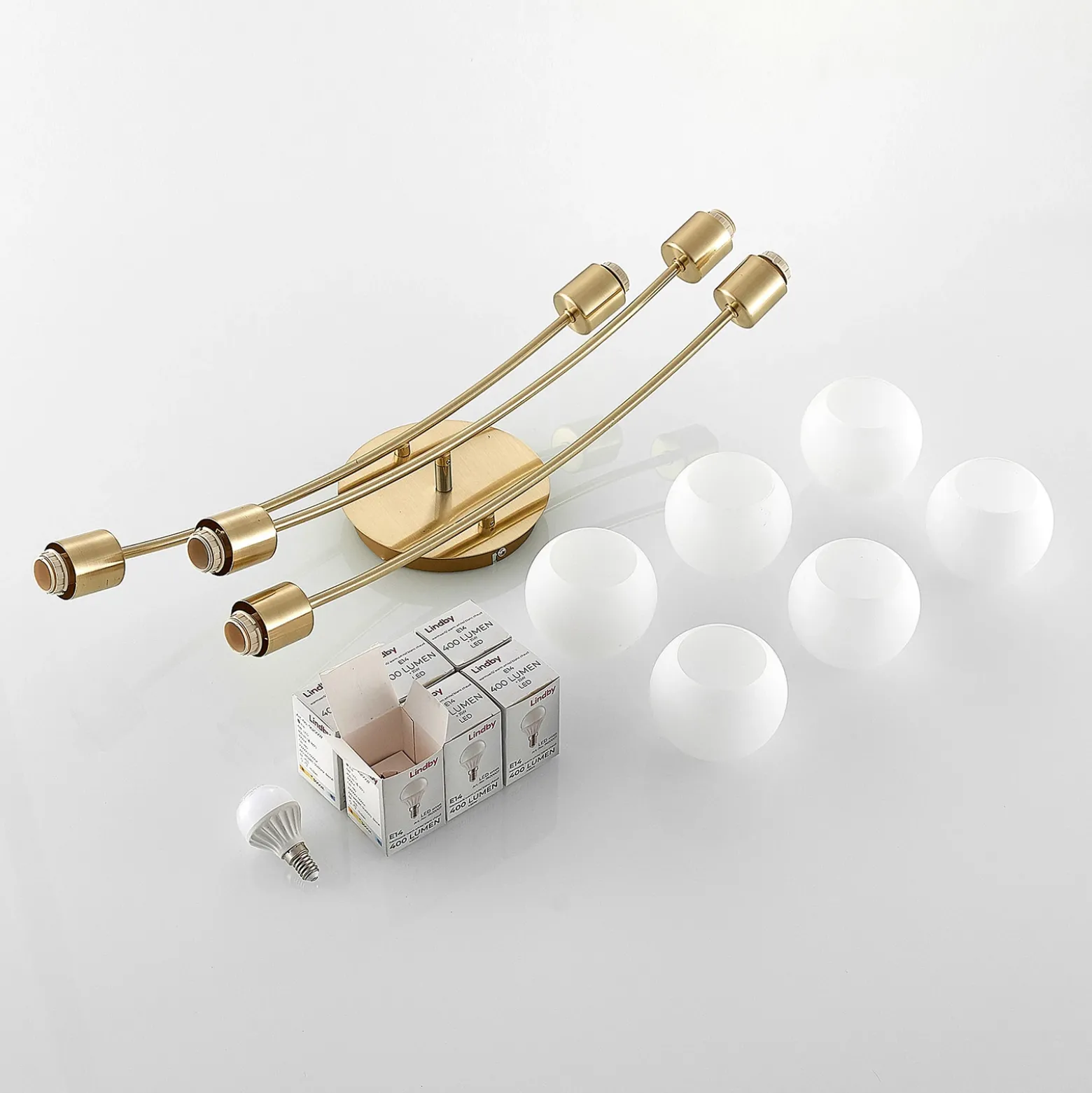 Lindby Agmar plafón, latón, 6 luces