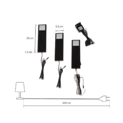 Lindby Amaryll Lámpara LED bajo mueble, set de 3, negro