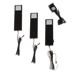 Lindby Amaryll Lámpara LED bajo mueble, set de 3, negro
