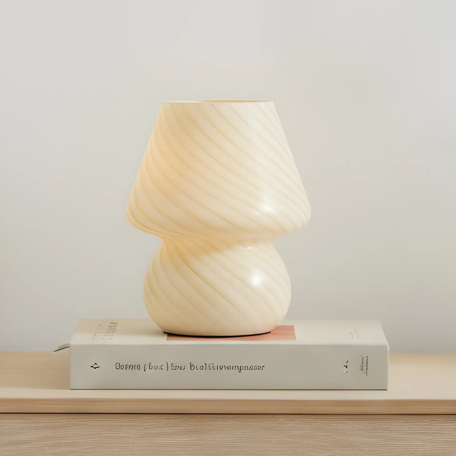 Lindby Andriana lámpara de mesa, amarillo/blanco, cristal, Ø 15 cm
