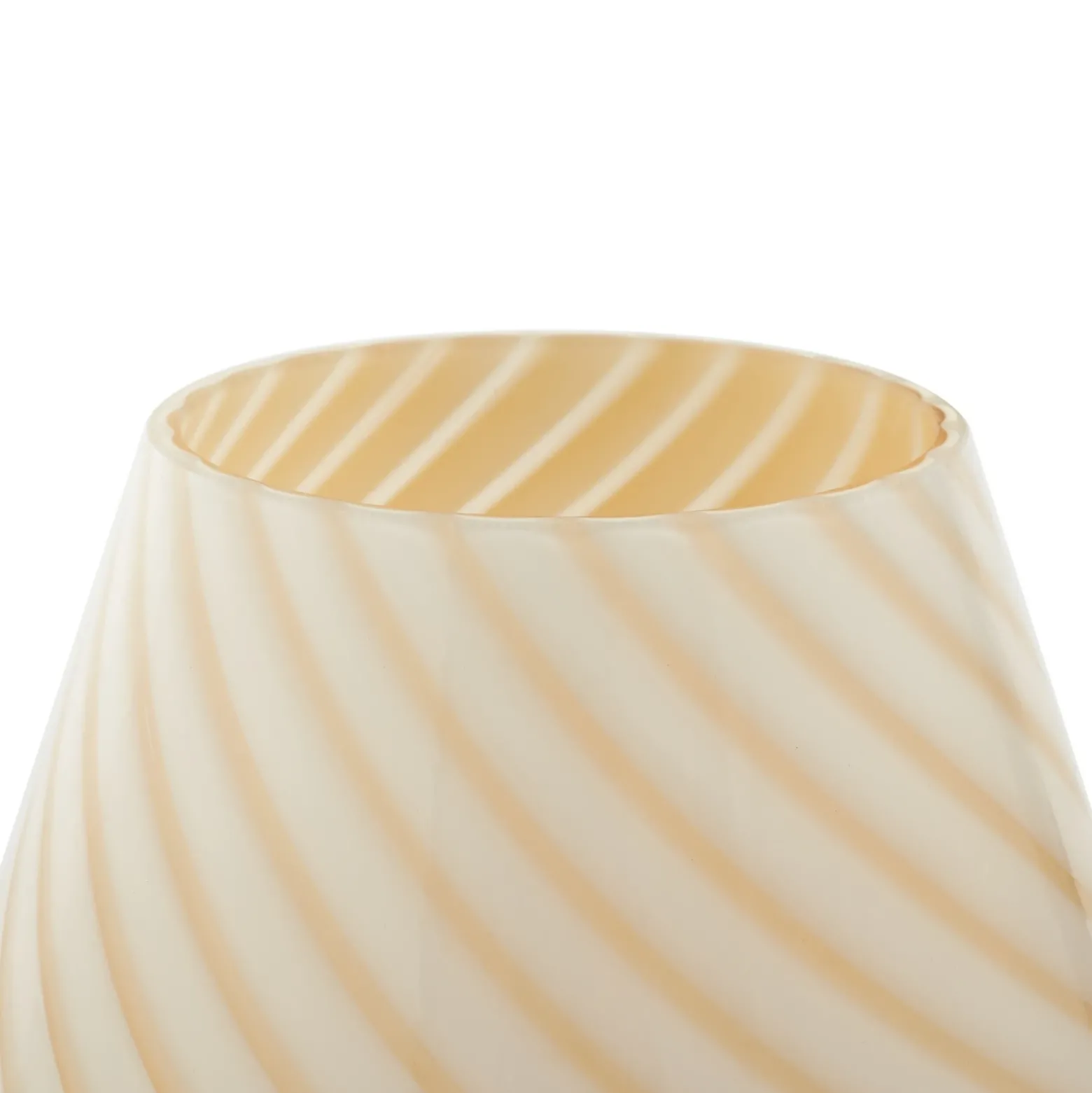 Lindby Andriana lámpara de mesa, amarillo/blanco, cristal, Ø 15 cm