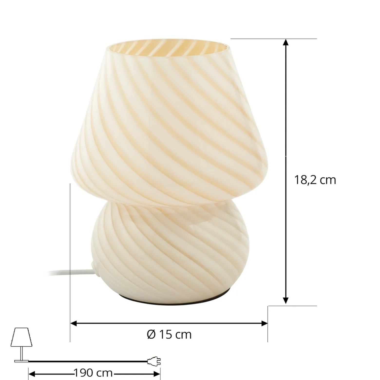 Lindby Andriana lámpara de mesa, amarillo/blanco, cristal, Ø 15 cm