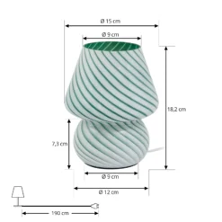 Lindby Andriana lámpara de mesa, verde/blanco, cristal, Ø 15 cm