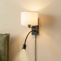 Lindby aplique de pared Florens, negro, lámpara de lectura LED, 23,5 cm