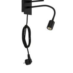 Lindby aplique de pared Florens, negro, lámpara de lectura LED, 23,5 cm
