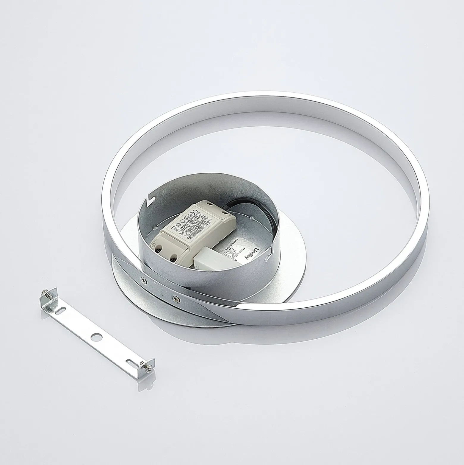 Lindby aplique de pared LED Anays, Ø 32 cm, cromo/claro, plástico