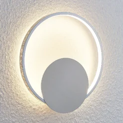 Lindby aplique de pared LED Anays, Ø 32 cm, cromo/claro, plástico
