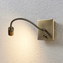Lindby aplique de pared LED Mayar, latón, metal, lámpara de lectura, 11cm